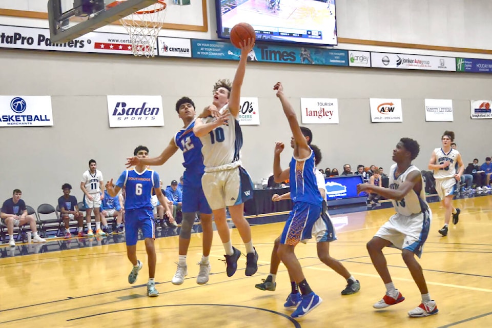 Westsyde took on Southridge during a March 2022 game as part of the BC School Sports Boys Basketball Provincial Championships. (Langley Events Centre/Special to the Langley Advance Times)