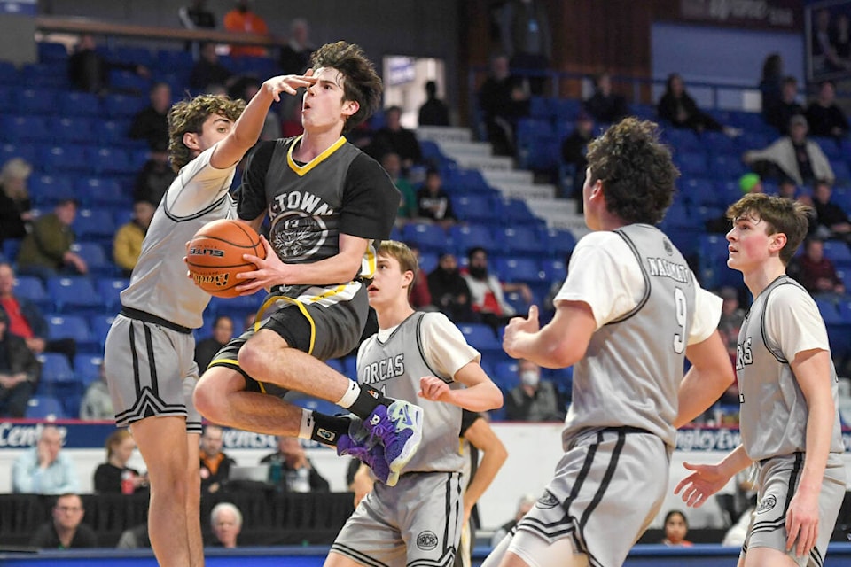 Semifinals set for all four tiers at the BC School Sports Boys Basketball Provincial Championships at Langley Events Centre today (Friday, March 10) This was 4A play Thursday. (Vancouver Sports Pictures/Special to Langley Advance Times)