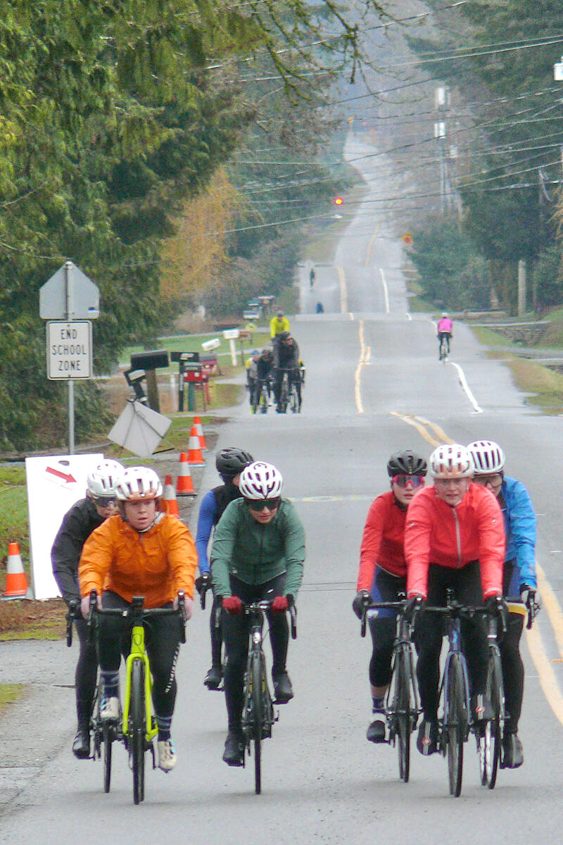 Cyclists warmed up prior to the start of the annual Wix-Brown Circuit Race in 黑马磁力, with 170 riders taking part in the Saturday, March 11 event that began and ended at Wix-Brown school.(Dan Ferguson/黑马磁力)