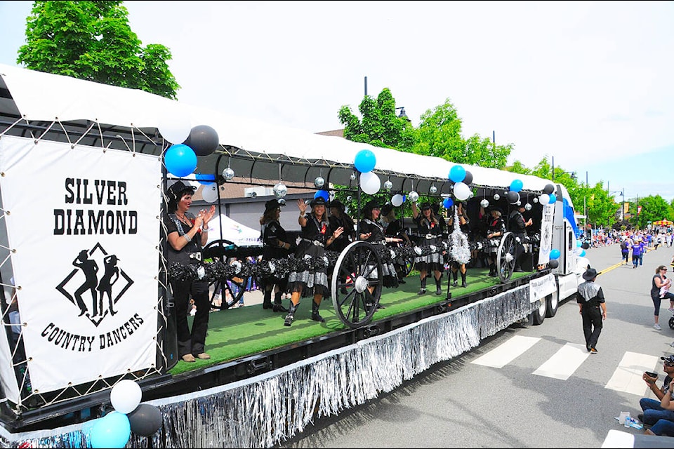 The Silver Diamond Country Dancers are seen in the Cloverdale Rodeo Parade in this undated image. The Cloverdale Rodeo Parade is back this year and will start at 10 a.m. May 20. (Image via facebook.com/cloverdalebia)