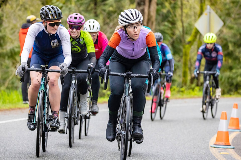 More than 110 riders from nine to 60-plus took part in the annual Aldergrove Kermesse cycling race hosted by Escape Velocity Society on Sunday, April 23, staged at the Aldergrove Bowl. (Chris Dutton Photography)