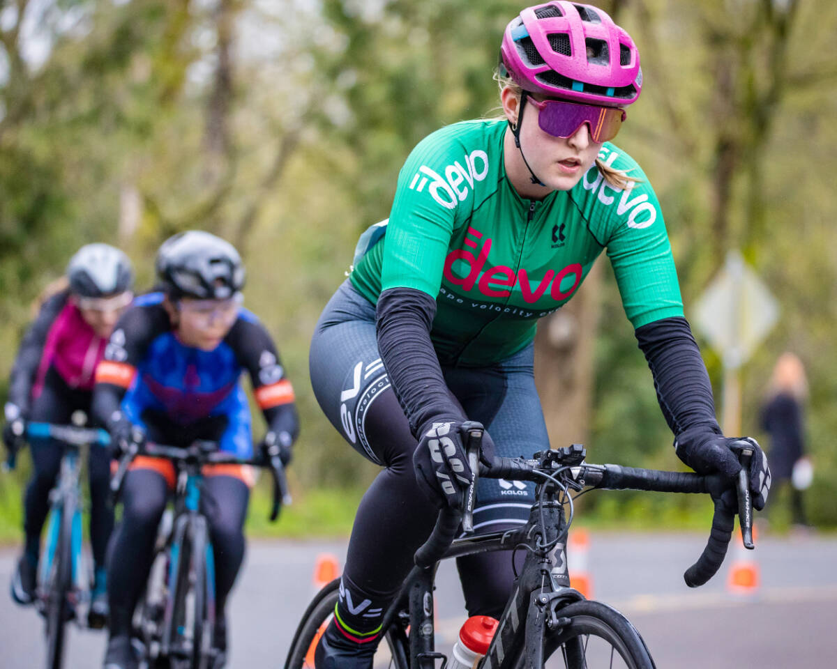 More than 110 riders from nine to 60-plus took part in the annual Aldergrove Kermesse cycling race hosted by Escape Velocity Society on Sunday, April 23, staged at the Aldergrove Bowl. (Chris Dutton Photography)