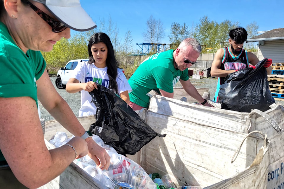Family, friends, coworkers, and community volunteers came out to support the Saran family’s bottle drive on Saturday, April 29. (Kyler Emerson/Langley Advance Times)