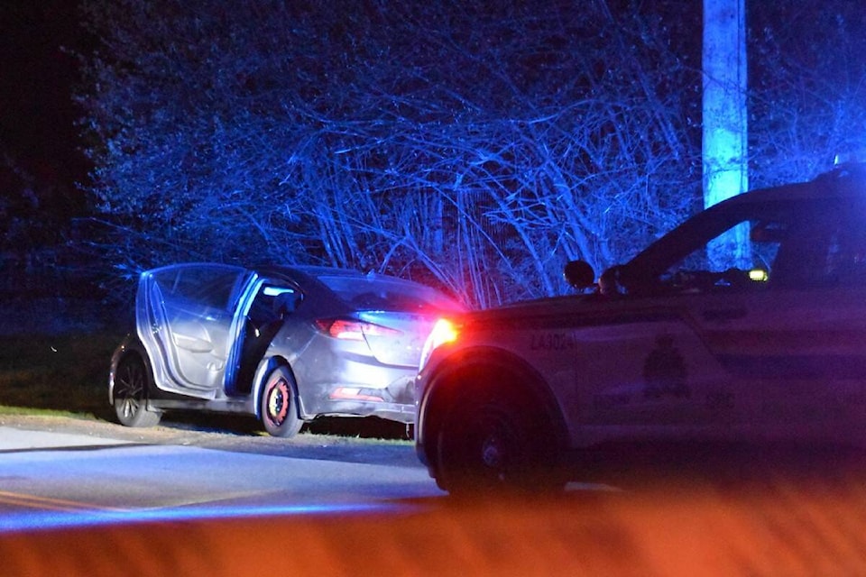 A Tuesday night car fire in Langley is believed connected to a fatal Surrey shooting. (Curtis Kreklau/South Fraser News Services/Special to Langley Advance Times)