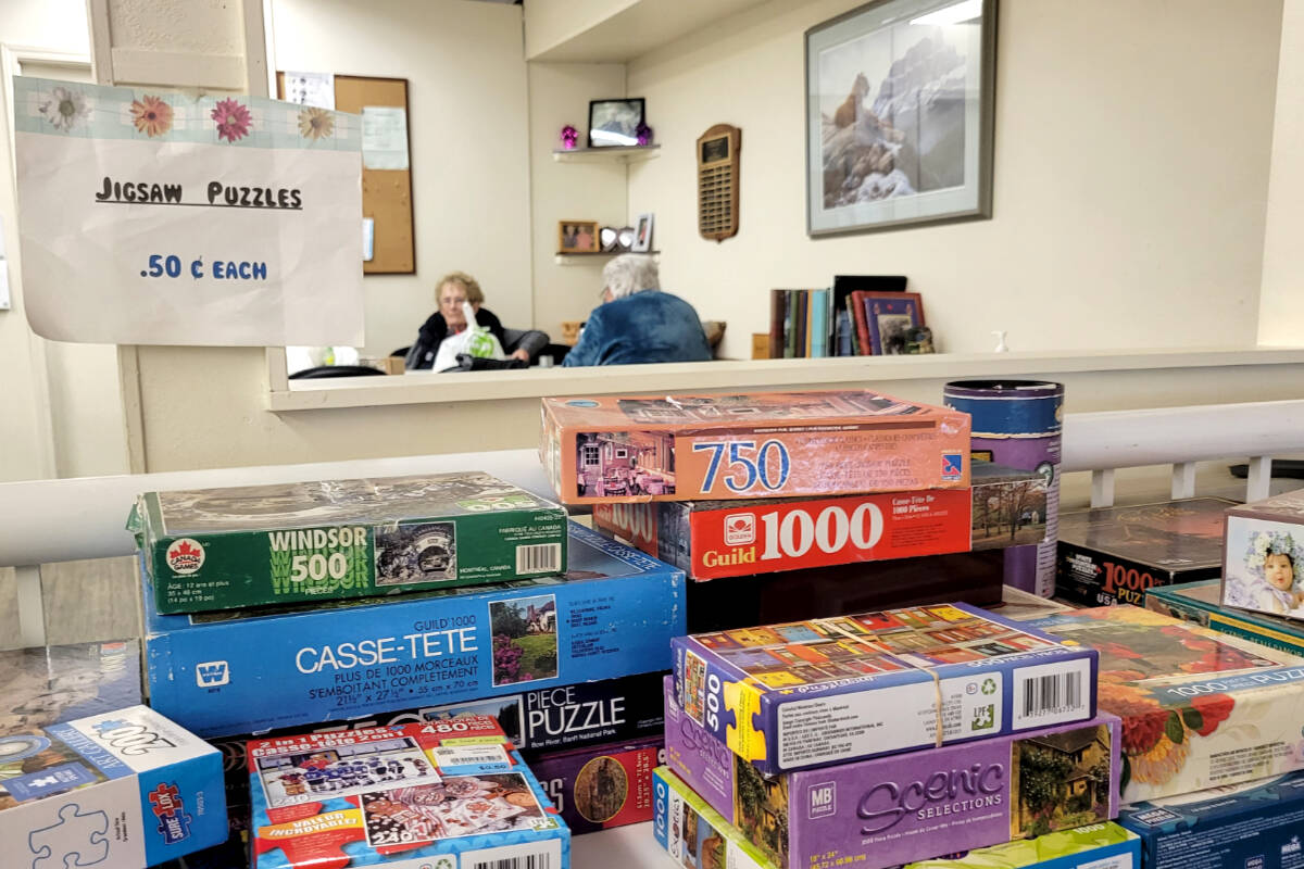Aldergrove seniors centre had jigsaw puzzles for sale on Saturday, May 6. (Kyler Emerson/Langley Advance Times)