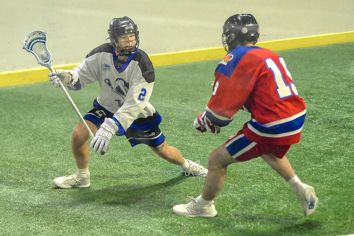 After a tough two first periods, 91原创 Thunder couldn聮t come back in time, and fell 13-8 to the New Westminster Salmonbellies in BC Junior Tier 1 Lacrosse League action on Tuesday night, May 9, at 91原创 Events Centre. (Courtesy of Gary Ahuja/91原创 Events Centre)