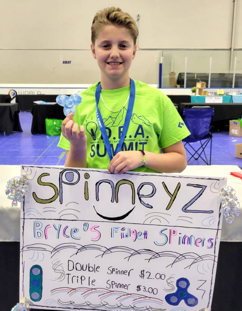 Bryce East, Grade 5 student from Lynn Fripps Elementary, tied for first place in the Elementary K-5 Pitch Challenge at the IDEA Summit on Tuesday, May 9. (Kyler Emerson/Langley Advance Times)