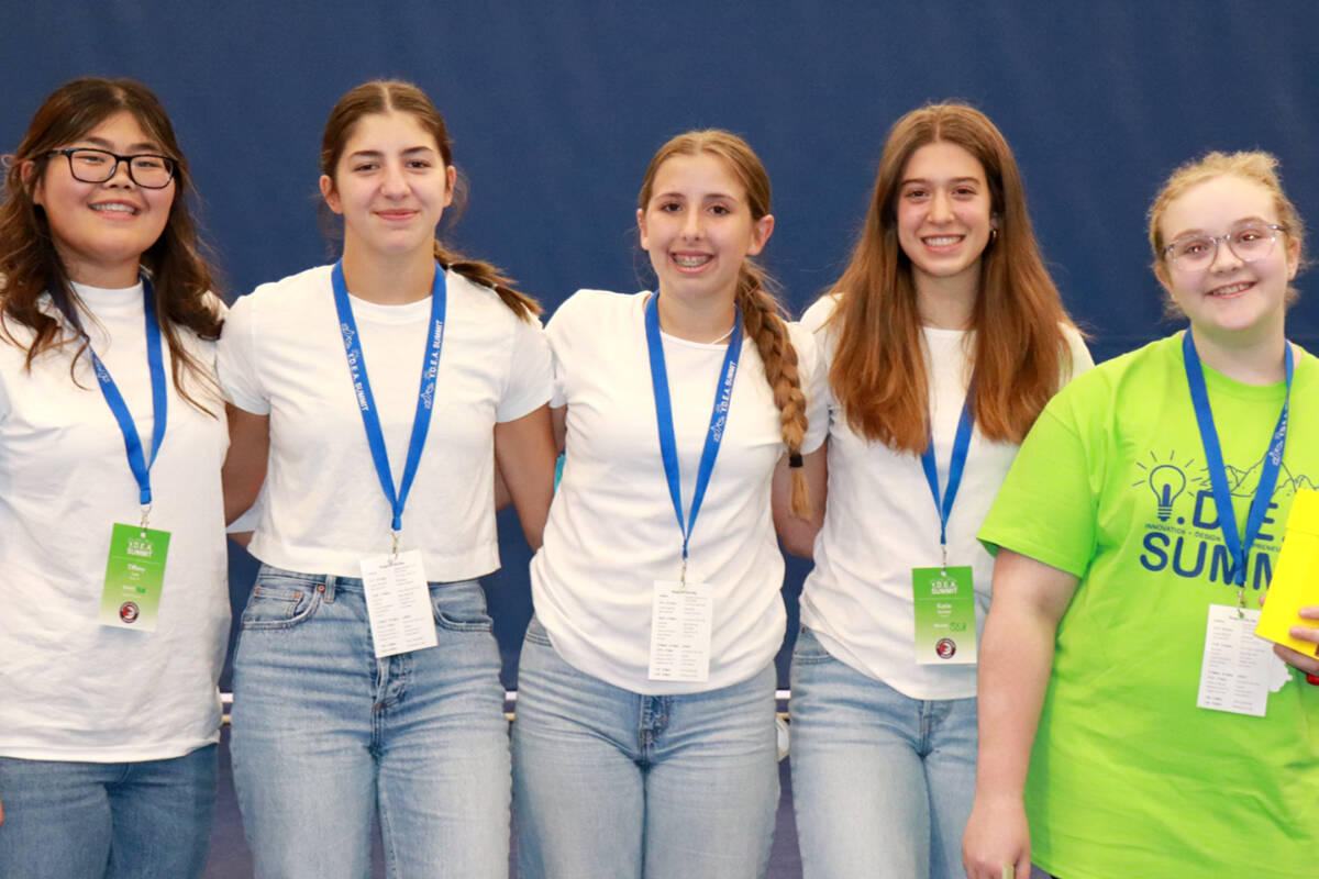 At the end of the IDEA Summit, some students presented their entrepreneurial projects to a panel of judges and received awards in a variety of categories. Talk Tampons and Madelyn Pyper were among the winning teams. (Langley School District/Special to Langley Advance Times)