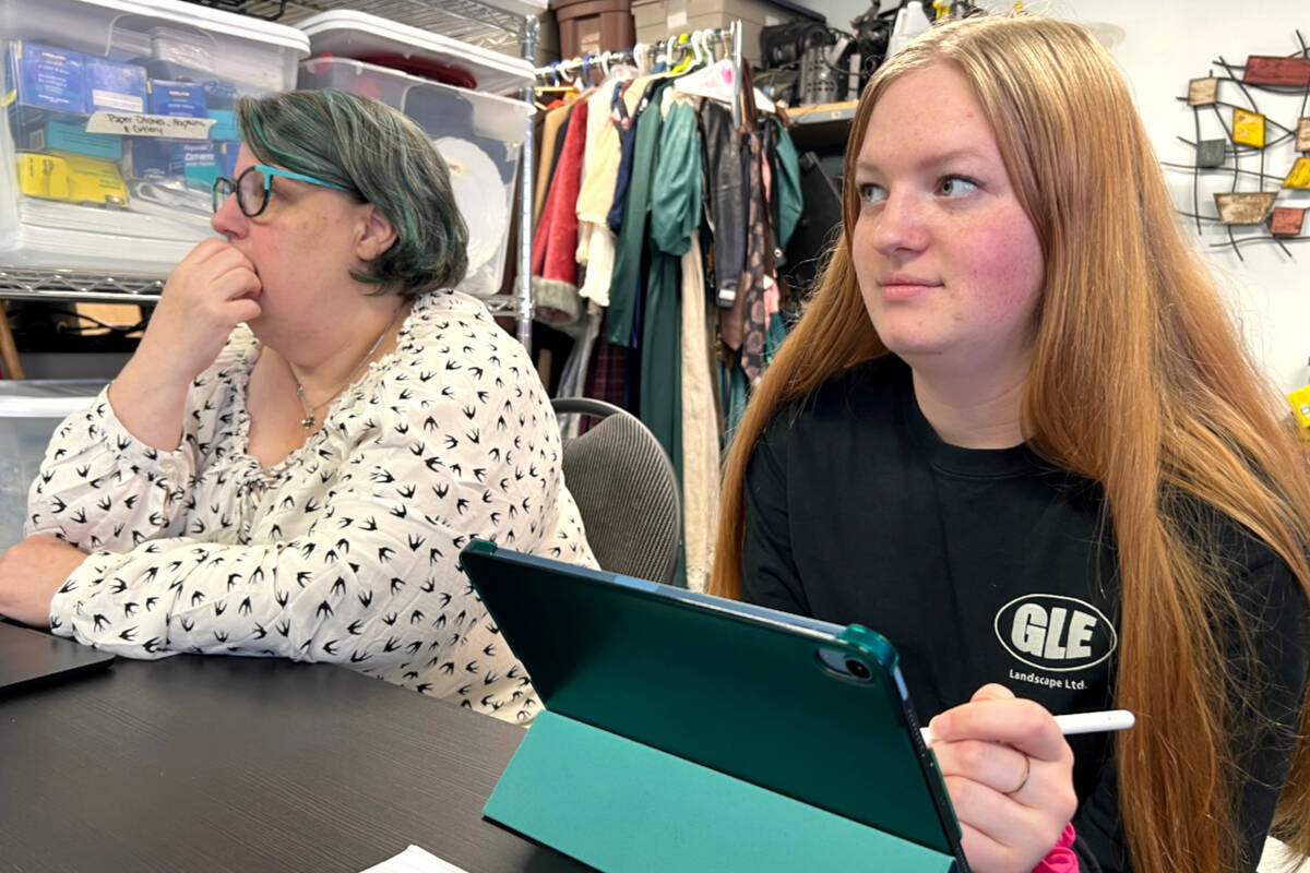Natalie Hoogstra (right) is the stage manager in the production of Jeeves Intervenes comedy by Gallery 7 Theatre. (Special to Langley Advance Times)