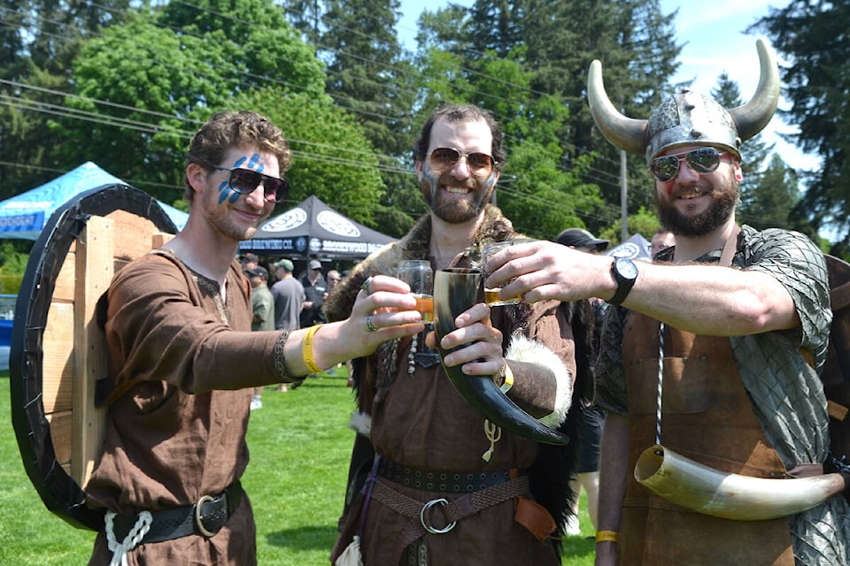 Vikings from the 990s-era visited Brewhalla for the second year in a row on Saturday, May 20. They intend to return in 2024. (Kyler Emerson/Langley Advance Times)