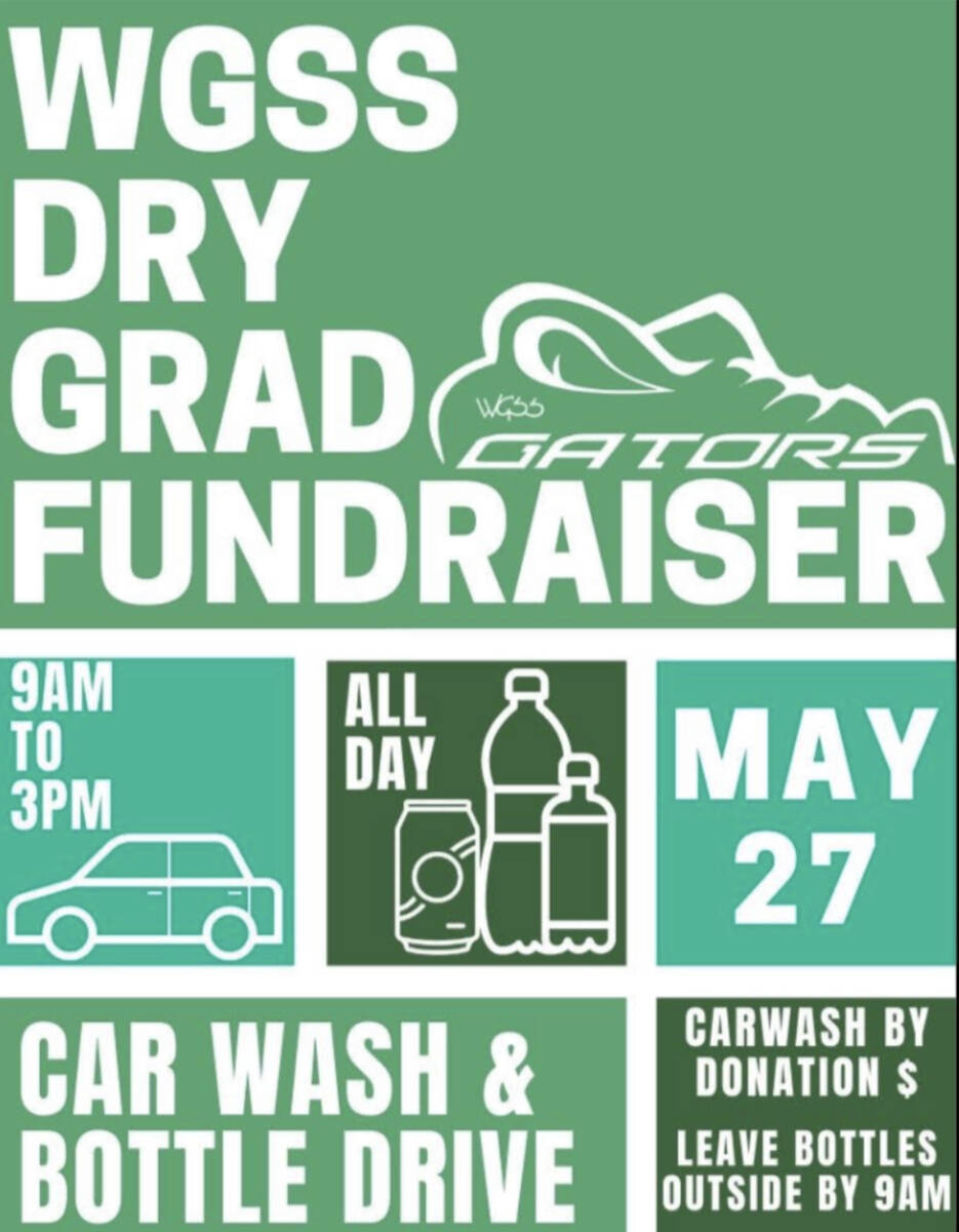 The fundraiser for WGSS grads includes a car wash by donation and bottle drive on Saturday, May 27. (Special to 91原创 Advance Times)