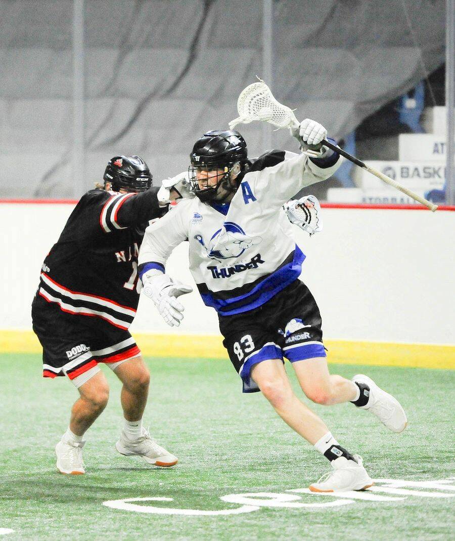 Langley Junior A Thunder lost their third game in four days, falling 10-4 to the visiting Nanaimo Timbermen on Sunday afternoon, May 21, at Langley Events Centre.(Gary Ahuja, Langley Events Centre/Special to Langley Advance Times)