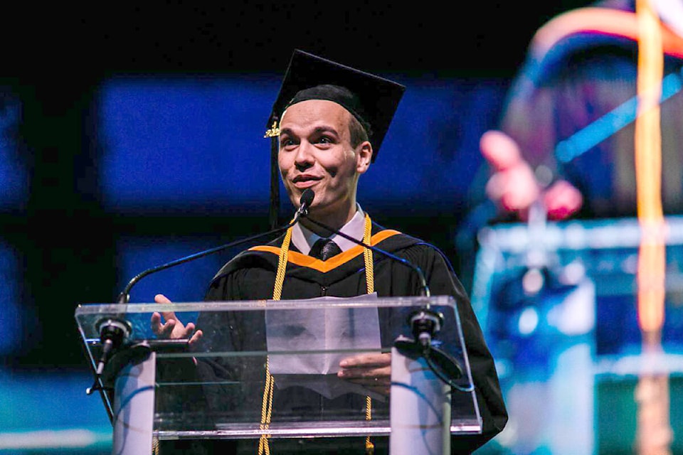 Trinity Western University is a global Christian liberal arts university founded in 1962, with its main campus in Langley, two other smaller campuses in Richmond, and one in Ottawa. Undergraduate class valedictorian and nursing major Johan Bouwer spoke at the 2023 graduation ceremony. (Wendy Delamont Lees, TWU/Special to Langley Advance Times)
