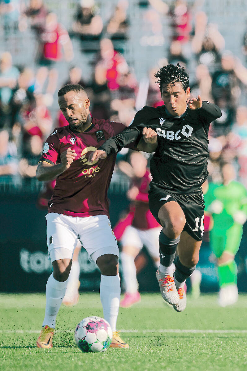 Vancouver Football Club and Valour FC fought to a scoreless draw in Langley on Sunday night, May 28. (Vancouver FC/Beau Chevalier/Special to Langley Advance Times)