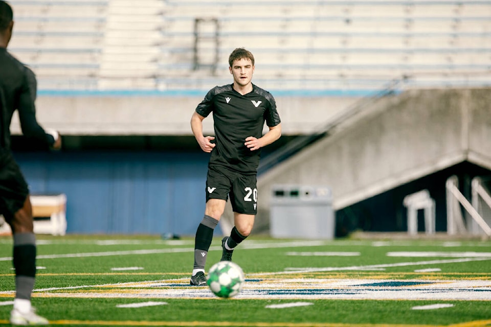 Vancouver FC centre back Anthony White, seen here at a team practice, is looking forward to their first home game at their new Langley stadium on Sunday, May 7. (Beau Chevalier / Vancouver FC)