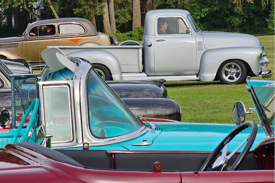 A sweet ride indeed. George and Dale Sweet from Aldergrove arrived at the fourth Brookswood Community Car Show early Sunday morning, May 28, in their 1954 Chevrolet pickup truck. (Dan Ferguson/91ԭ Advance Times)