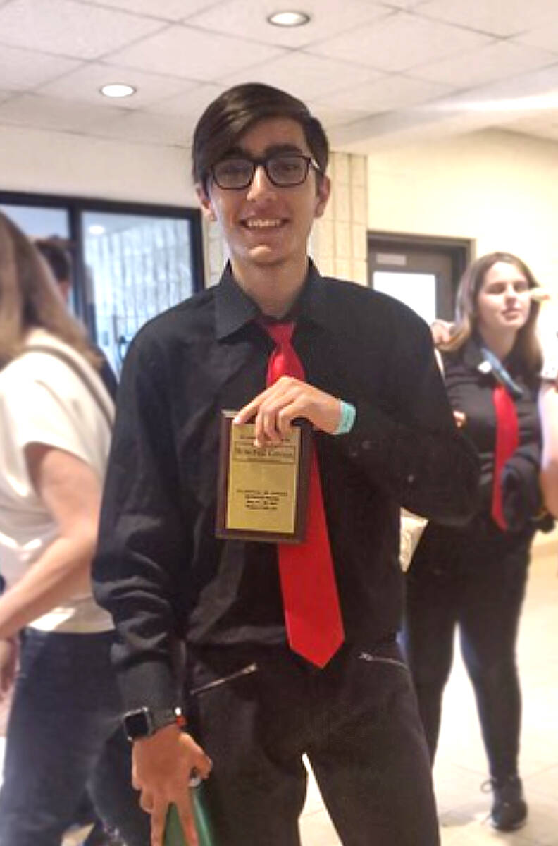 Jordan McAllister, Grade 12 D.W. Poppy Secondary student, won the Honour Award for being a positive role model at nationals. (Special to Langley Advance Times)