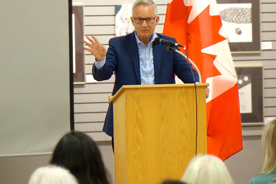 MP Ed Fast, who put forward Bill C-314, spoke at a public forum about MAiD and mental illness, held in Aldergrove at the end of May. (Special to Langley Advance Times)