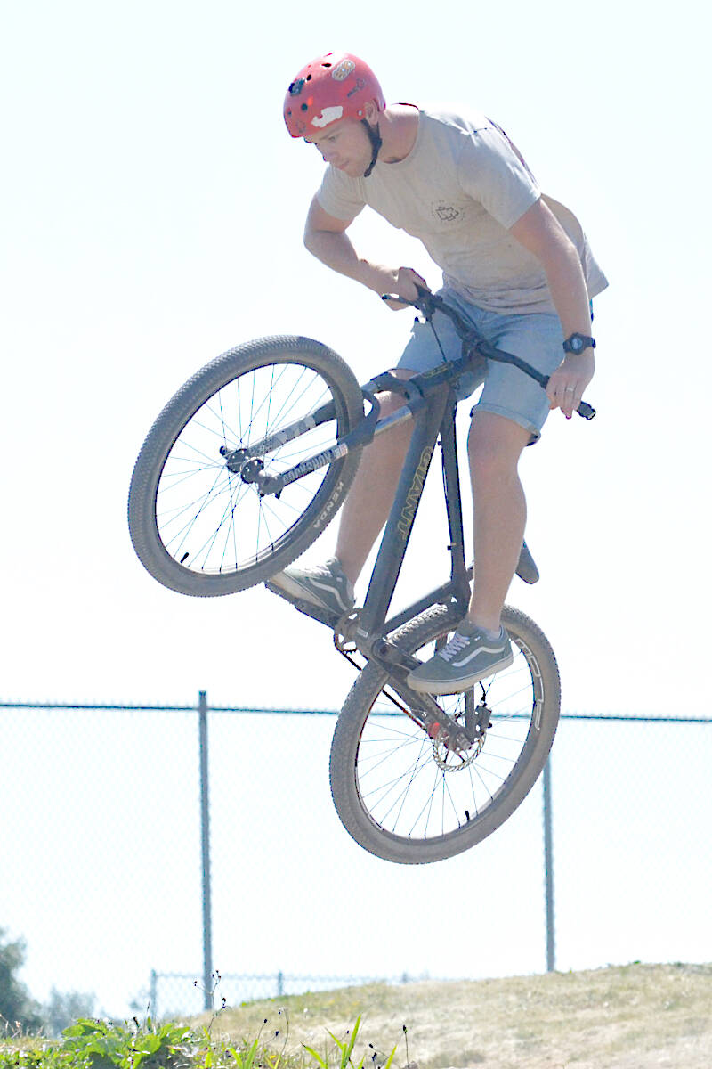 One of the estimated 100 riders who competed in the ninth Aldergrove Bike Jam at the bike park on Saturday, June 3. (Dan Ferguson/Langley Advance Times)