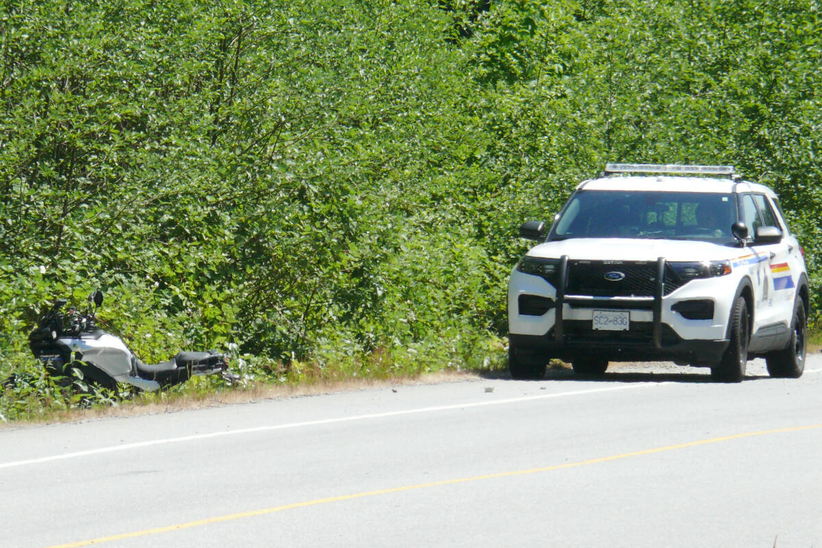 A two-vehicle crash involving a motorcycle closed University Drive between Glover Road and 216th Street in 91原创 for more than an hour Tuesday morning, June 6. (Dan Ferguson/91原创 Advance Times)