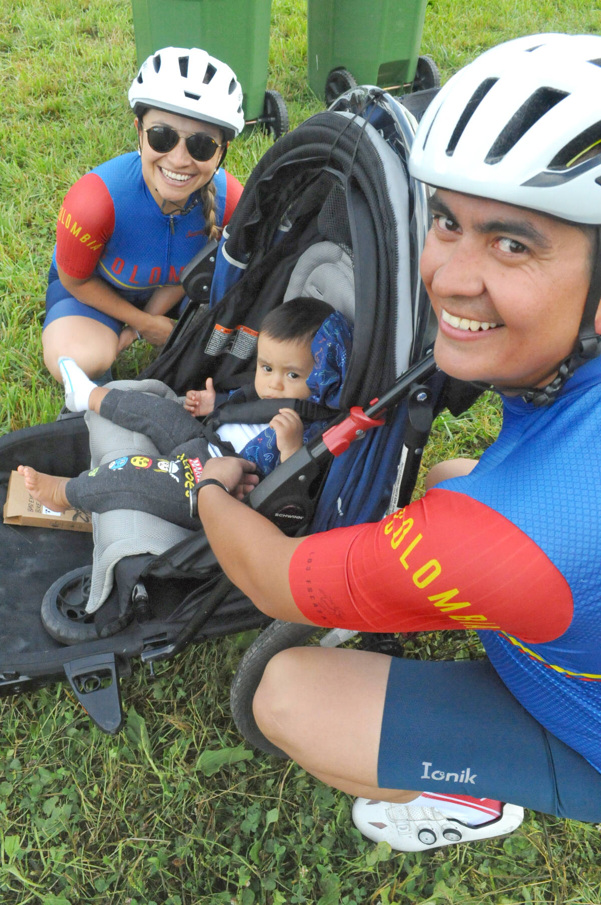Monica Clavijo and Carlos Montenegro took their son, Samuel, with them in the family fondo Sunday, June 11, 2023. (Heather Colpitts/Black Press Media)