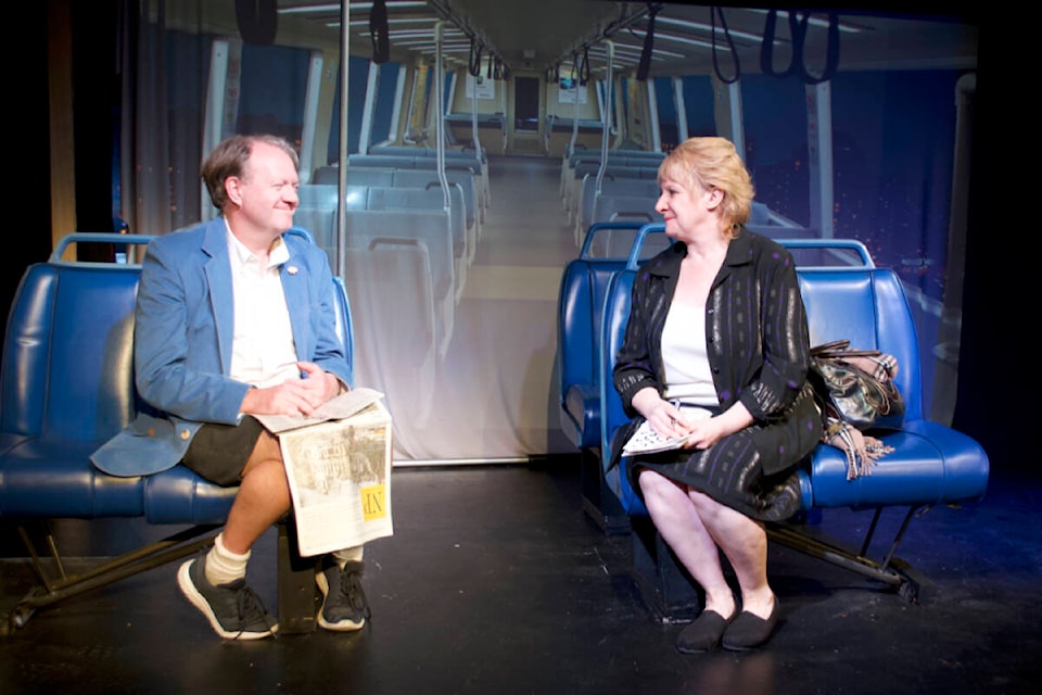91ԭ Little Theatre is currently showing their spring play, 2 Across, at the Brookswood playhouse. It features actors David J. Bodor and Lori Rippin on stage. The play runs until June 24. (91ԭ Little Theatre/Special to 91ԭ Advance Times)