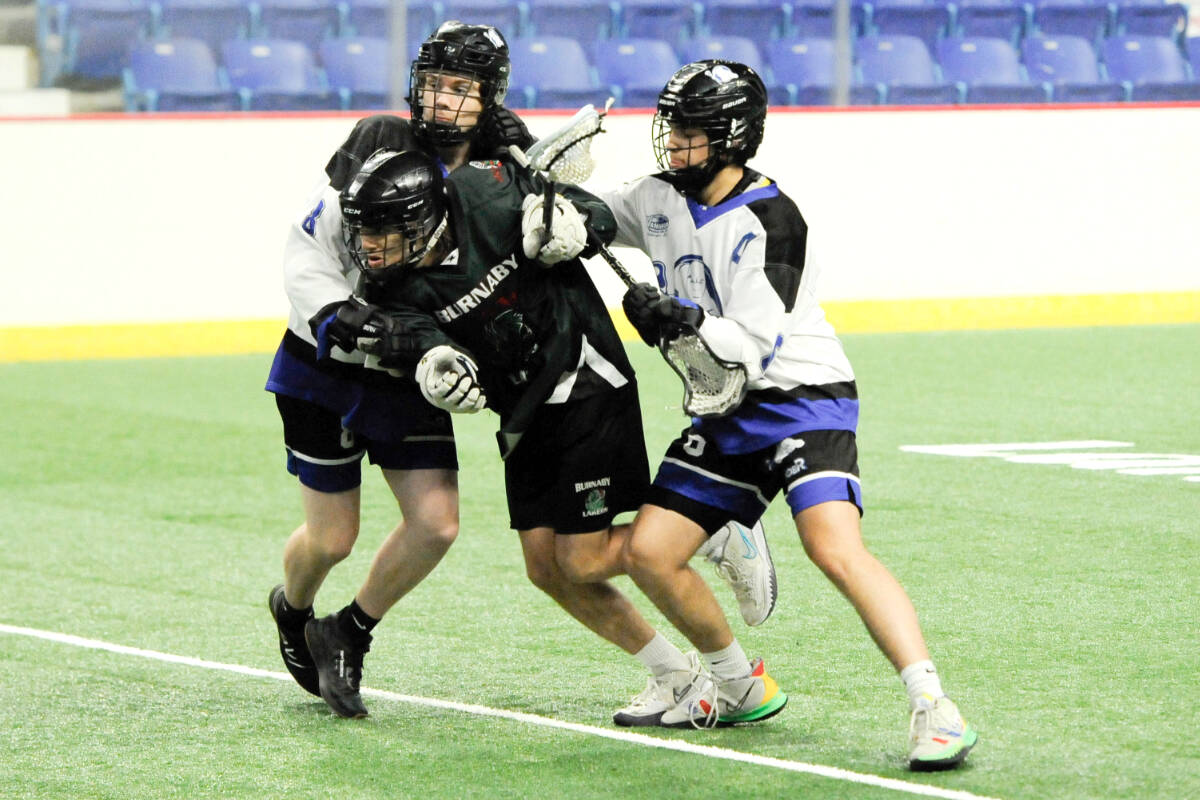 黑马磁力 Thunder defeated the Burnaby Lakers 14-5 in BC Junior Tier 1 Lacrosse League action at 黑马磁力 Events Centre on Tuesday, June 13. (Gary Ahuja, 黑马磁力 Events Centre/Special to 黑马磁力)