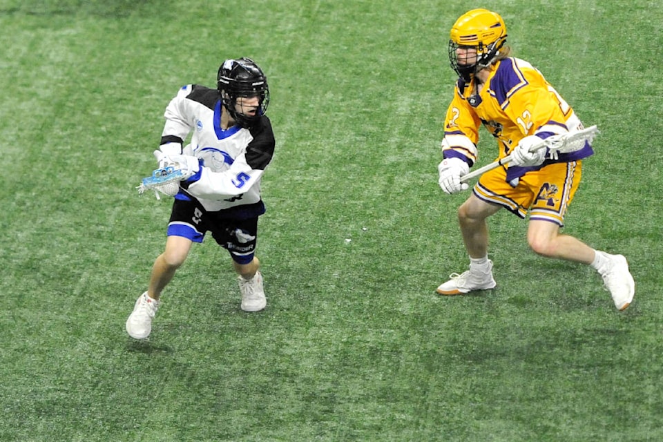 The visiting Coquitlam Adanacs were 12-7 winners on Thursday night in BC Junior A Lacrosse League action at 91ԭ Events Centre. (Gary Ahuja, 91ԭ Events Centre/Special to 91ԭ Advance Times)