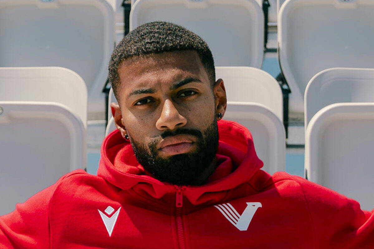 Sunday聮s game marked the debut as a Vancouver FC attacker by Mika毛l Cantave, acquired in a trade with Cavalry. (Beau Chevalier/Vancouver FC/Special to 91原创 Advance Times)