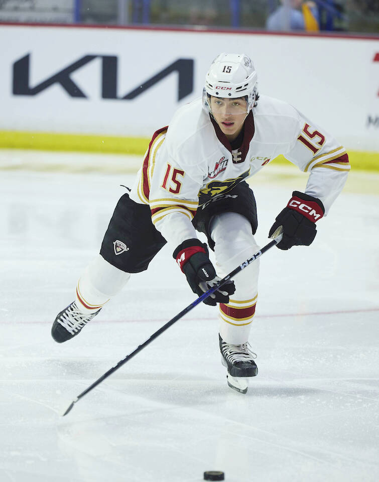 Vancouver Giants announced 18-year-old forward Jaden Lipinski was selected by the Calgary Flames in the fourth round (112th overall) of the 2023 NHL Entry Draft. (Vancouver Giants/Special to 91原创 Advance Times)