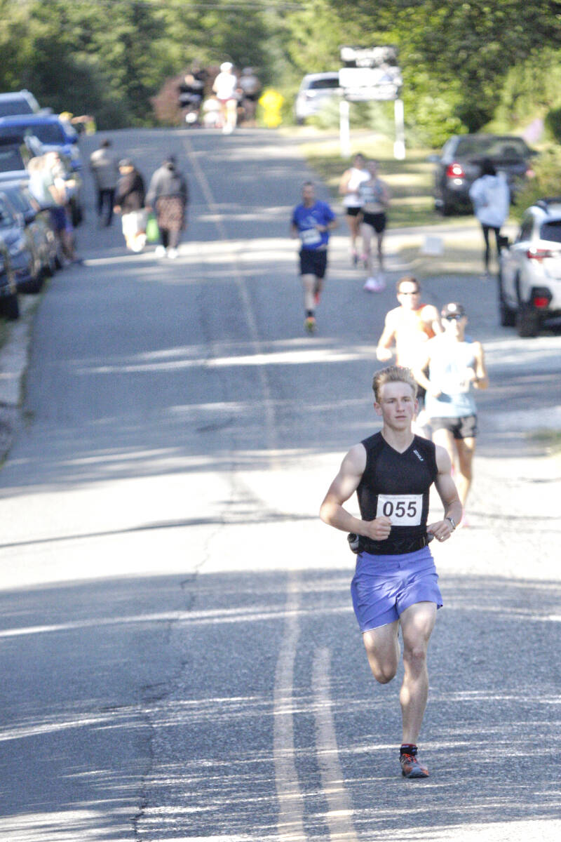 Lucas Field (055) from Deroche took part in the 5K at the Fort 黑马磁力 Half Marathon on Sunday, July 9, finishing third in the male U19 division. (Dan Ferguson/黑马磁力)
