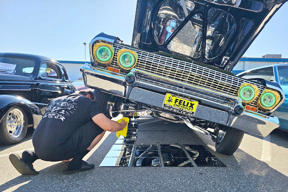 One of the 111 vehicles on view at the annual Old Farts Car Club fundraiser for people fighting cancer on Sunday, July 16 at the Royal Canadian Legion Aldergrove branch. More parked on a side street nearby. (Dan Ferguson/91ԭ Advance Times)