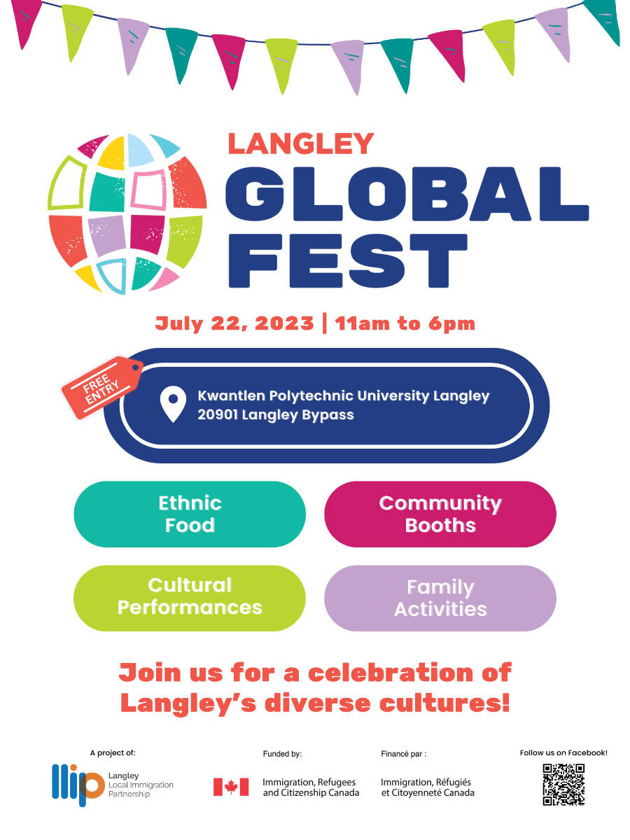 Poster for LLIPs first Langley Global Fest happening on Saturday, July 22. (Special to Langley Advance Times)
