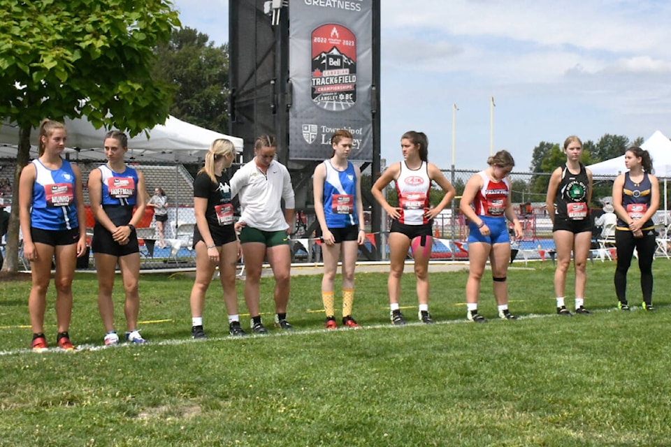 Nine women under 20 years old competed in the women javelin throw for their age group at the 2023 Canadian Track and Fields Championships on Saturday, July 29. (Kyler Emerson/91ԭ Advance Times)