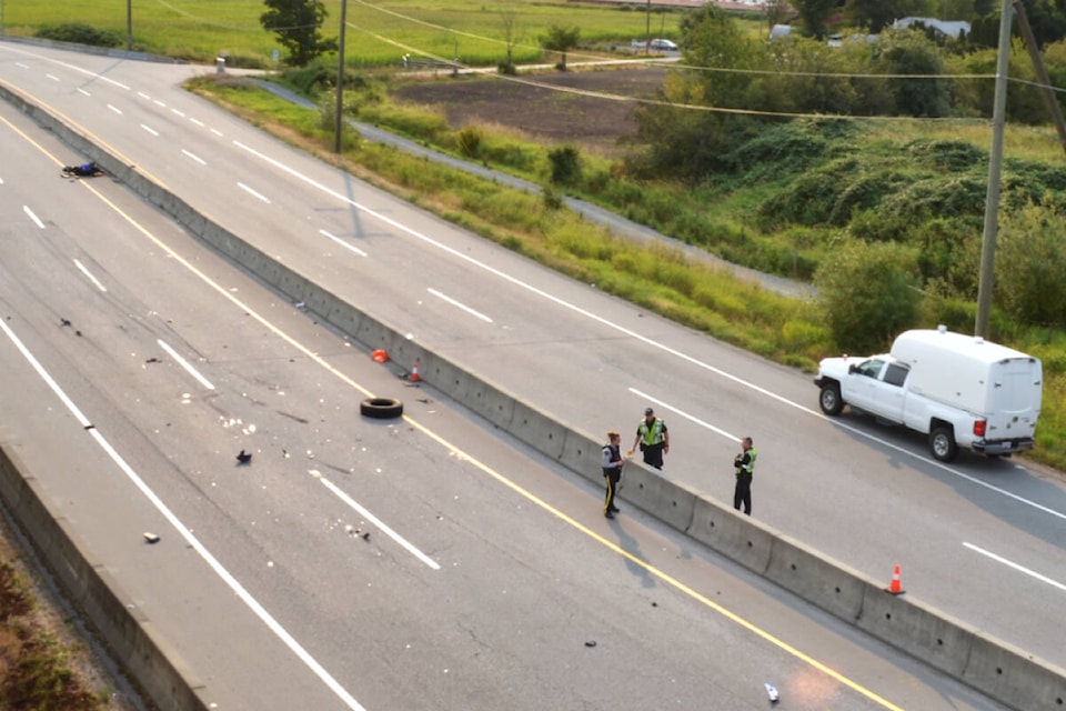 An early morning crash involving a semi truck and motorcycle Saturday, Aug. 5, had Glover Road closed between Mufford Crescent and the 91ԭ Bypass for several hours. (Kyler Emerson/91ԭ Advance Times)