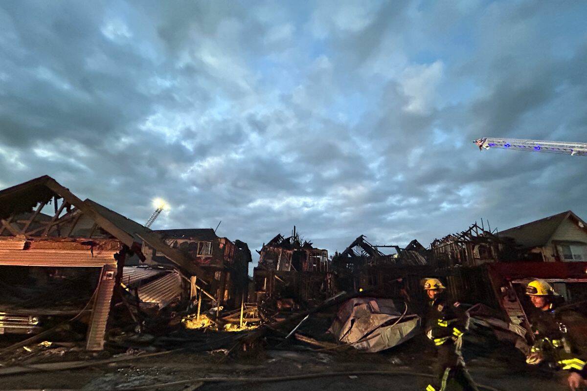 The back of the four homes that were destroyed in the fire. (Photo: Anna Burns)