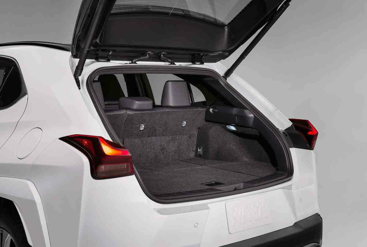 PHOTO: LEXUSThe cargo area behind the UXÂ’s rear seat is comparatively modest, but the split-folding rear seat-back lowers completely flat for added stowage space. PHOTO: LEXUS