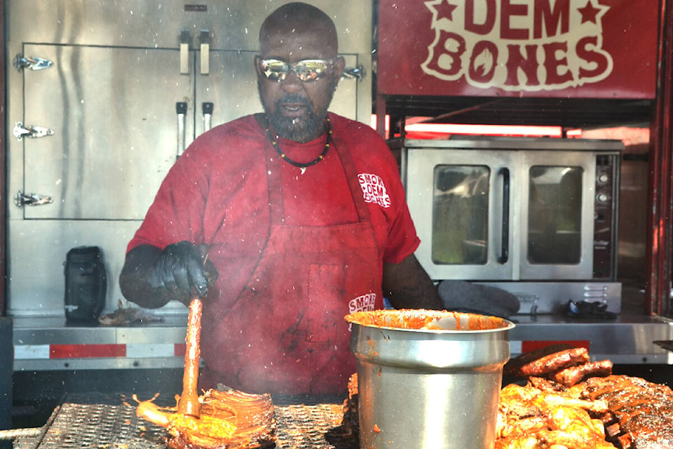 Boonie Sanders of Smoke Dem Bones is at Langley RibFest this weekend until Sunday, Aug. 20. (Kyler Emerson/Langley Advance Times)