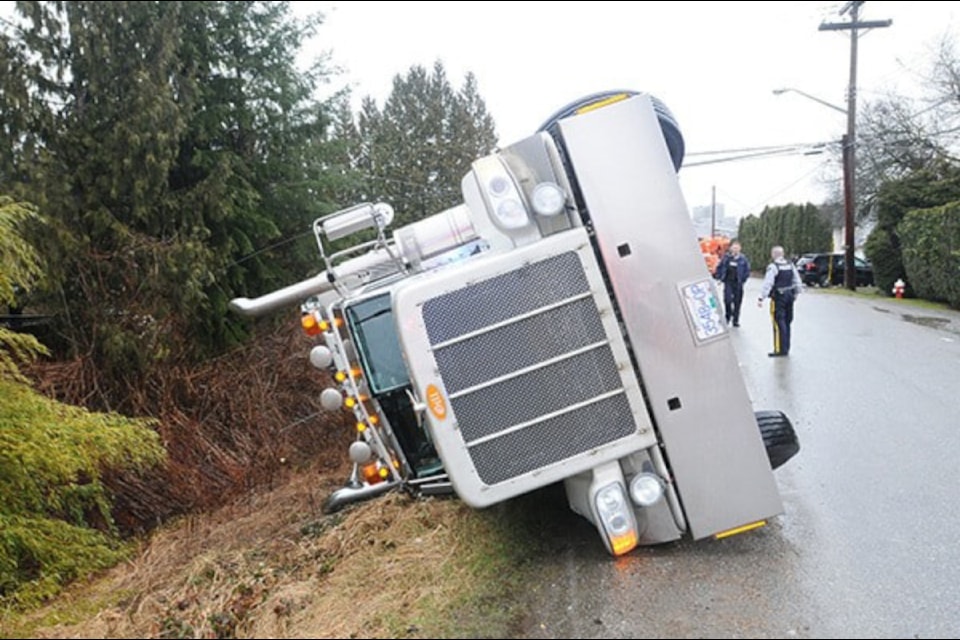 A semi flipped in Hammond in 2017, when neighbours were complaining about truck traffic. (The News Files)