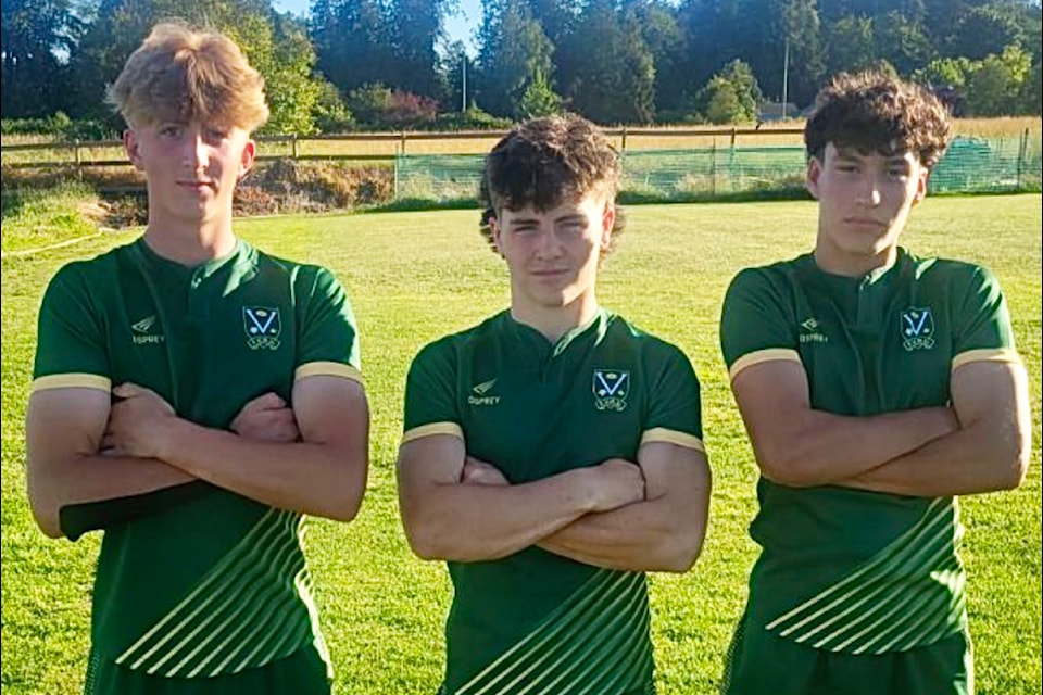 Oliver Lenahan (left), Tristan Fletcher, and Jacob Williams were part of the Fraser Valley West U-18 team.