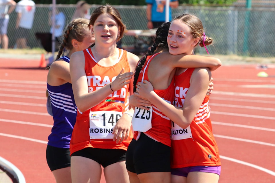 Olivia Robinson (left) and Ellie Walton (right) were two of the hundreds of athletics competitors in the 2024 BC Summer Games.