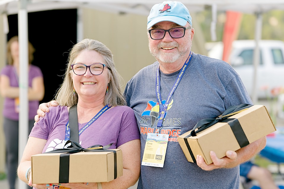 President of the 2024 BC Summer Games in Maple Ridge, Laura Butler, left, and vice president Ernie Daykin.