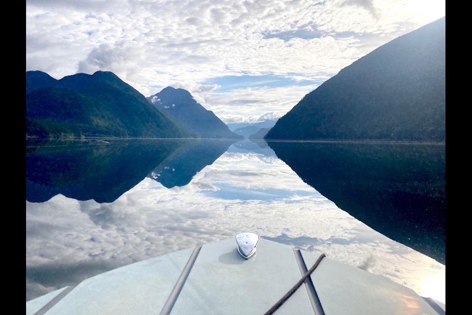 Morgan Loveless and her daughter recently went out for an early morning cruise on Alouette Lake, in Golden Ears Provincial Park. They were "welcomed" by the breathtaking sight of clouds, mountains, and water looking north, said Loveless.