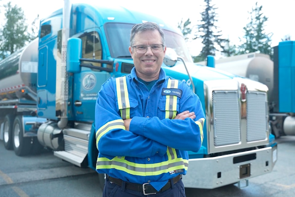 David Currie from Scamp Transport won the 2024 BC Trucking Association's Driver of the Year Award. 