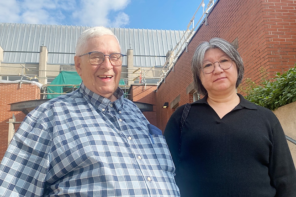 Dudley and Shumei Brooks outside the Port Coquitlam Courthouse on Wednesday, Sept. 18. 