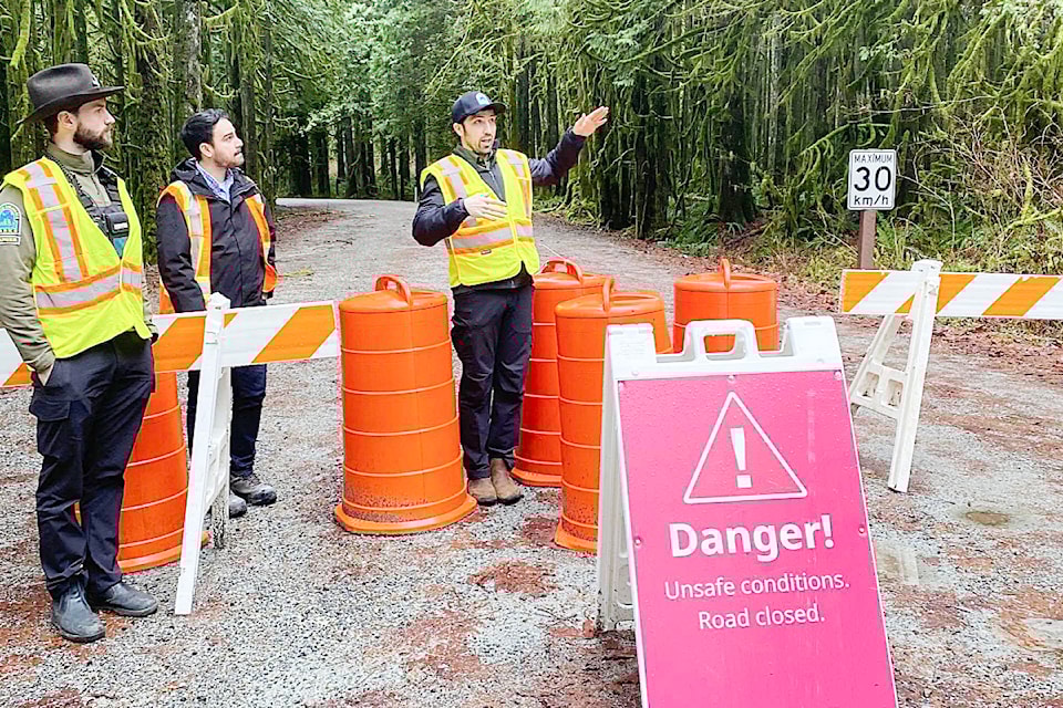 Provincial and municipal politicians and other notable dignitaries were toured the repairs at Golden Ears Provincial Park. 