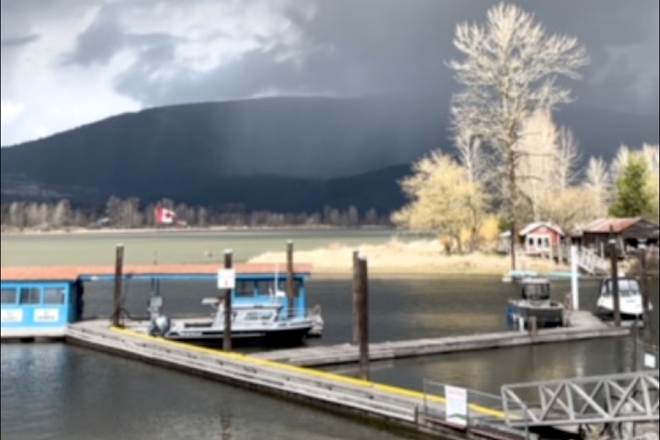 Heather Anderson was riding her bike on the dikes the other day, near the Pitt Meadows marina, pedalling fast to avoid these incoming rain clouds.