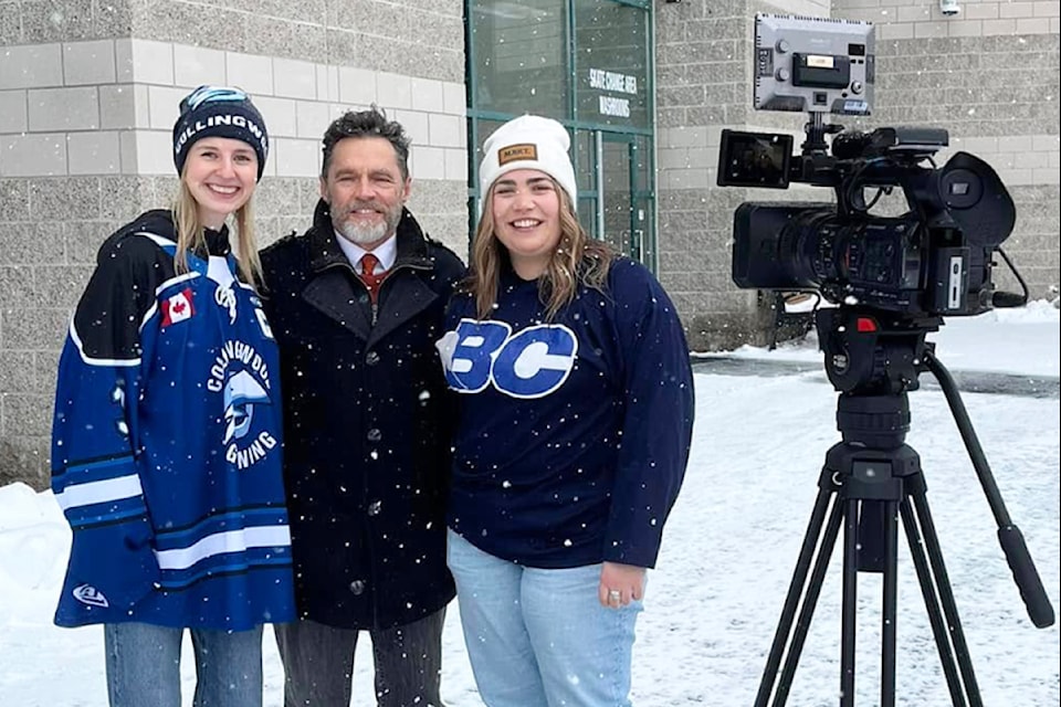 Emma May Beckett (left) and Maple Ridge's Rylee Cawthorne have been getting attention for their documentary about women's hockey.