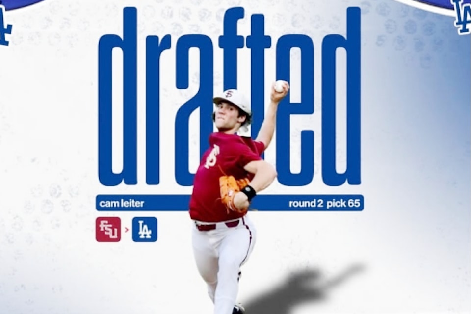 Cameron Leiter, who grew up in Maple Ridge, was drafted into the MLB.