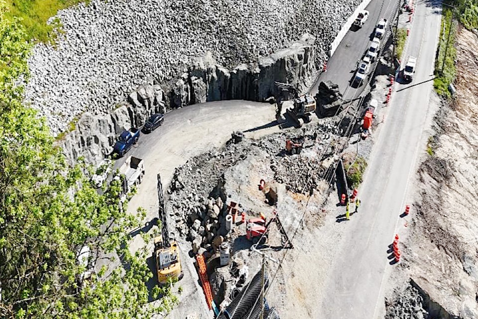 Taken at the end of April, photo shows paving work being completed.